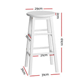 Artiss Set of 2 Beech Wood Backless Bar Stools - White
